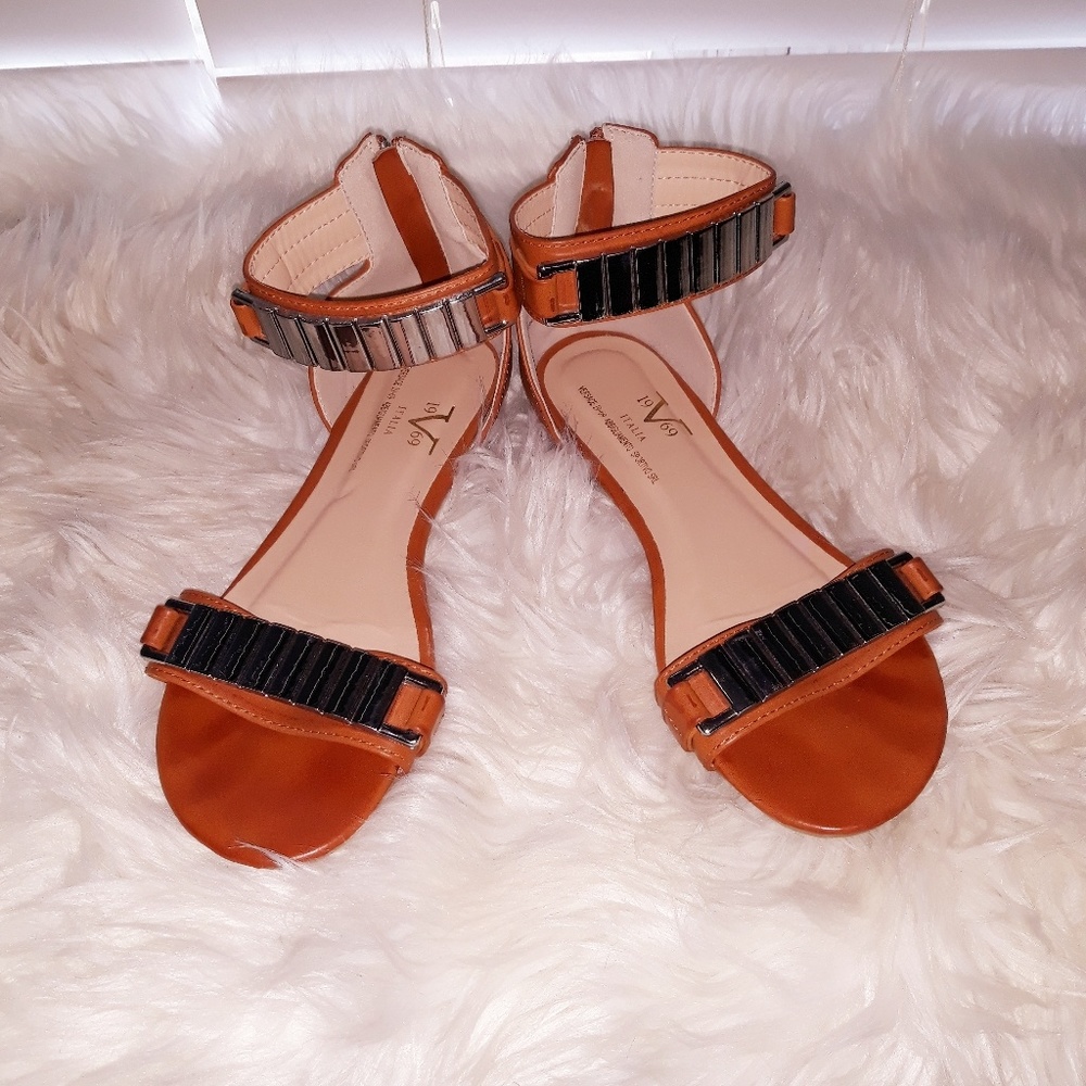 Versace Leona brown and silver sandles